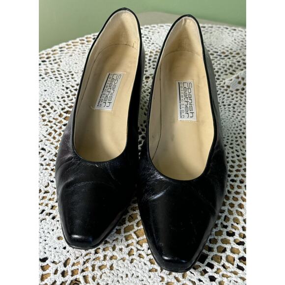 Spanish Leather Collection Black Satin High Heel Pumps SIZE 10N   sku 828 - Picture 1 of 9